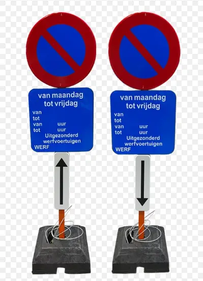 Parkeerverbod E1 + Onderbord BRUGGE met voet (set per 2)
