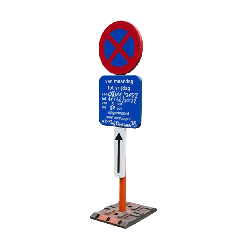 Parkeerverbod E3 + Onderbord BRUGGE met voet (set per 2) 