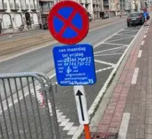 Parkeerverbod E3 + Onderbord BRUGGE met voet (set per 2) 