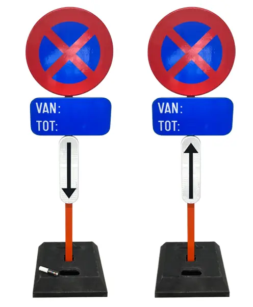 Parkeerverbod E3 + Onderbord Basic met voet (set per 2)