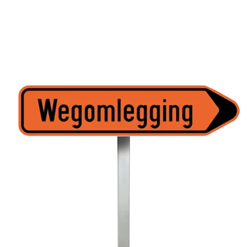 Verkeersbord wegomlegging rechts (F41) met voet
