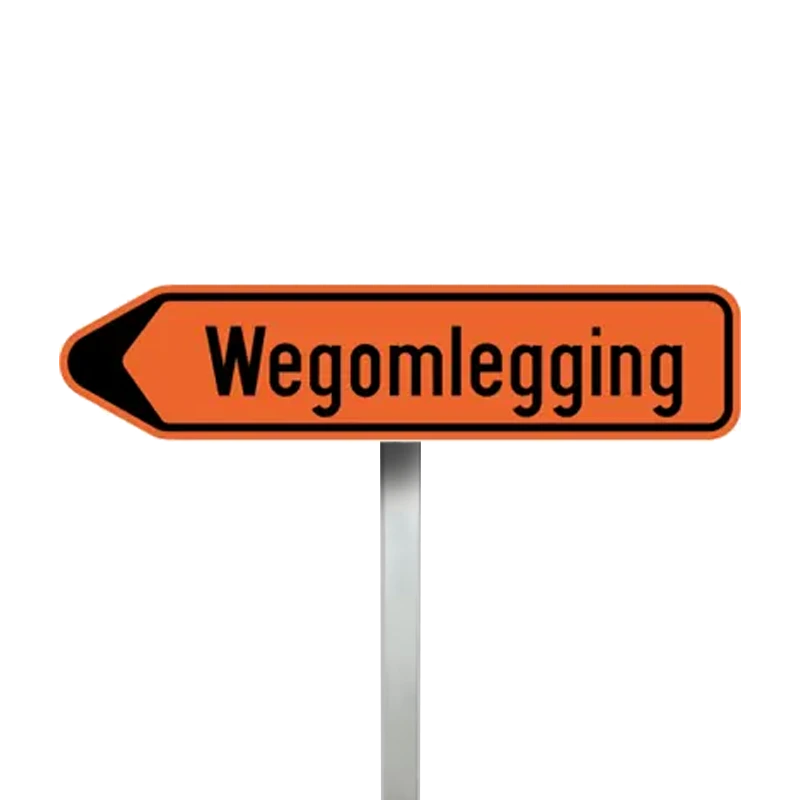 Verkeersbord Wegomlegging Links (F41) met voet