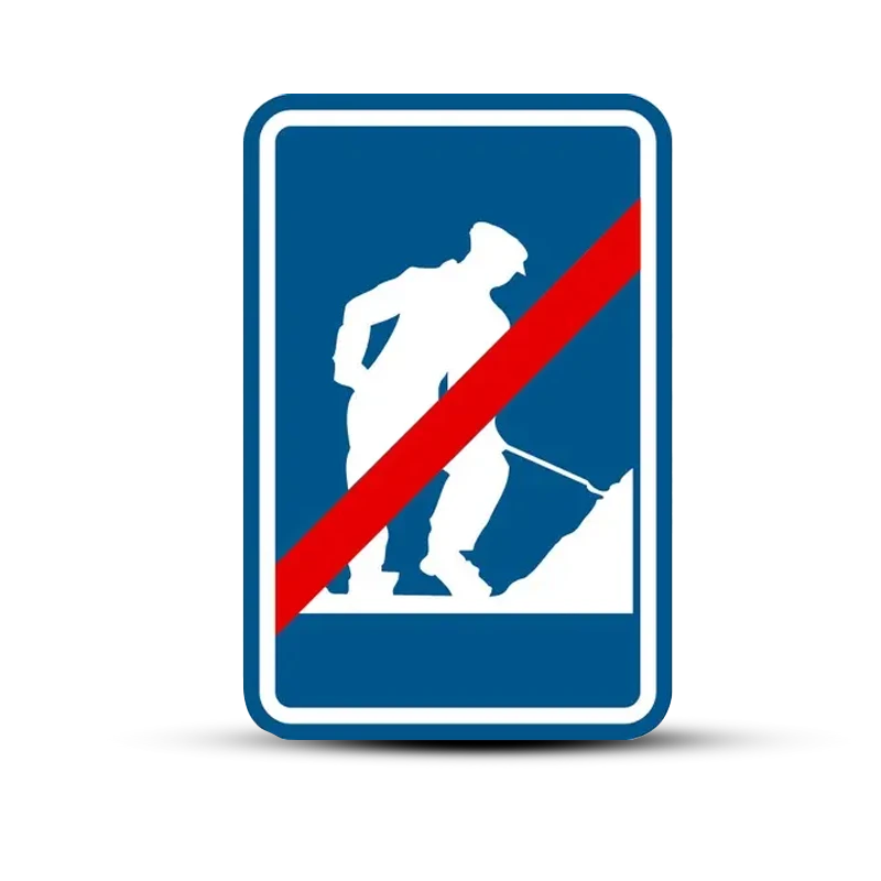 Verkeersbord Einde Werken (F47) met voet 