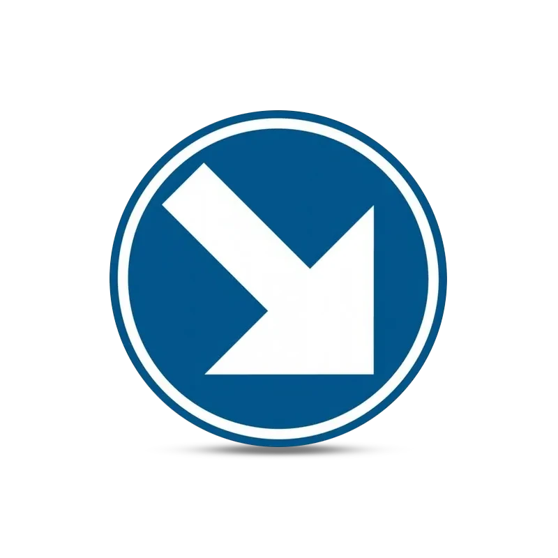 Verkeersbord Verplicht Rechts (D1) met voet 