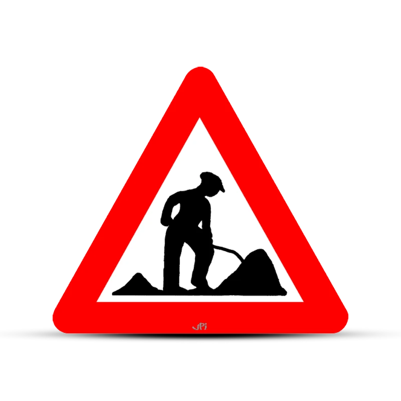 Verkeersbord Begin Werken (A31) met voet