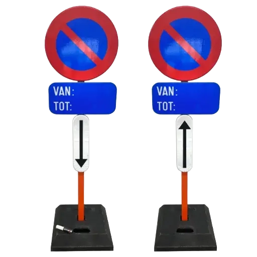 Parkeerverbod E1 + Onderbord Basic met voet (set per 2)