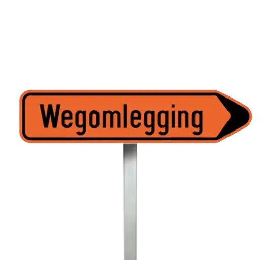 Verkeersbord wegomlegging rechts (F41) met voet