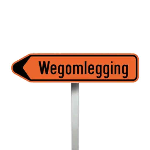 Verkeersbord Wegomlegging Links (F41) met voet