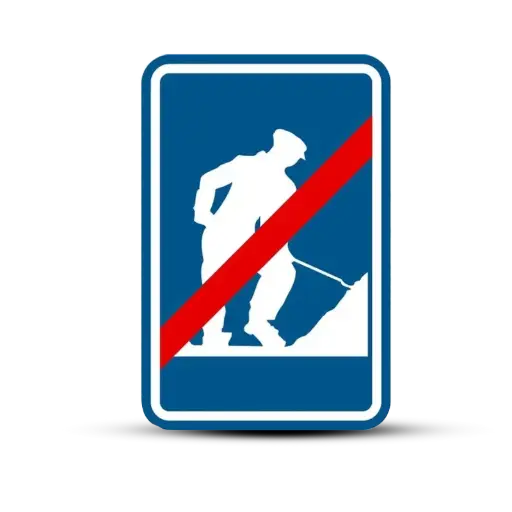 Verkeersbord Einde Werken (F47) met voet 