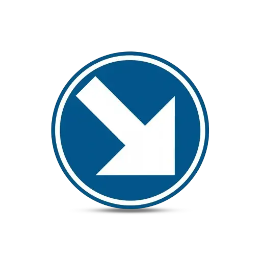 Verkeersbord Verplicht Rechts (D1) met voet 