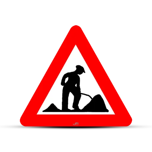 Verkeersbord Begin Werken (A31) met voet